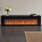 LIVARA 711 Wood TV Frame, Core 180/200cm Fireplace 12W/750-1500W, Effect, 3D Flame Cabinet - Solid Dual White Options - Electric Black