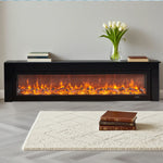 LIVARA 711 Wood TV Frame, Core 180/200cm Fireplace 12W/750-1500W, Effect, 3D Flame Cabinet - Solid Dual White Options - Electric Black