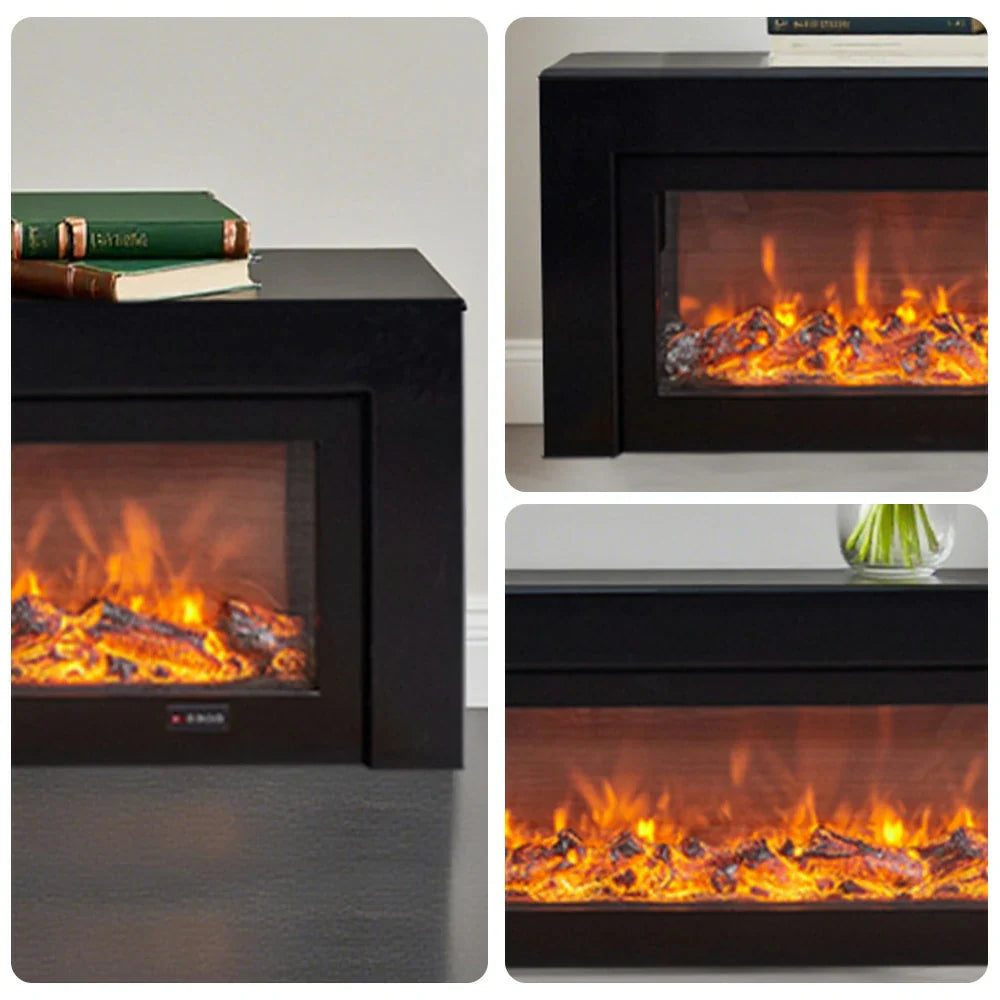 LIVARA 711 Wood TV Frame, Core 180/200cm Fireplace 12W/750-1500W, Effect, 3D Flame Cabinet - Solid Dual White Options - Electric Black
