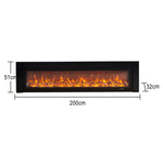 LIVARA 711 Wood TV Frame, Core 180/200cm Fireplace 12W/750-1500W, Effect, 3D Flame Cabinet - Solid Dual White Options - Electric Black