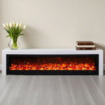 LIVARA 711 3D Frame, Fireplace Cabinet - Solid TV 180/200cm Core - Effect, Wood Dual Electric White Options Flame 12W/750-1500W, White
