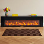 LIVARA 711 Wood TV Frame, Core 180/200cm Fireplace 12W/750-1500W, Effect, 3D Flame Cabinet - Solid Dual White Options - Electric Black