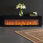 LIVARA 711 Wood TV Frame, Core 180/200cm Fireplace 12W/750-1500W, Effect, 3D Flame Cabinet - Solid Dual White Options - Electric Black