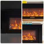 LIVARA 711 Wood TV Frame, Core 180/200cm Fireplace 12W/750-1500W, Effect, 3D Flame Cabinet - Solid Dual White Options - Electric Black