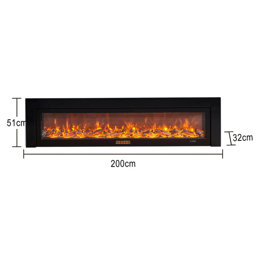 LIVARA 711 Wood TV Frame, Core 180/200cm Fireplace 12W/750-1500W, Effect, 3D Flame Cabinet - Solid Dual White Options - Electric Black