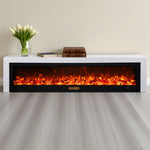 LIVARA 711 3D Frame, Fireplace Cabinet - Solid TV 180/200cm Core - Effect, Wood Dual Electric White Options Flame 12W/750-1500W, White