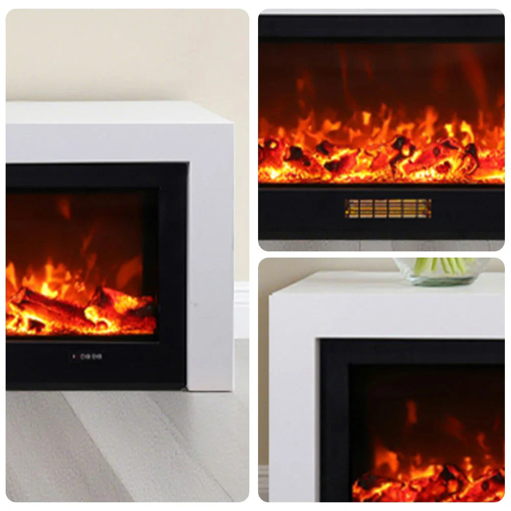 LIVARA 711 3D Frame, Fireplace Cabinet - Solid TV 180/200cm Core - Effect, Wood Dual Electric White Options Flame 12W/750-1500W, White