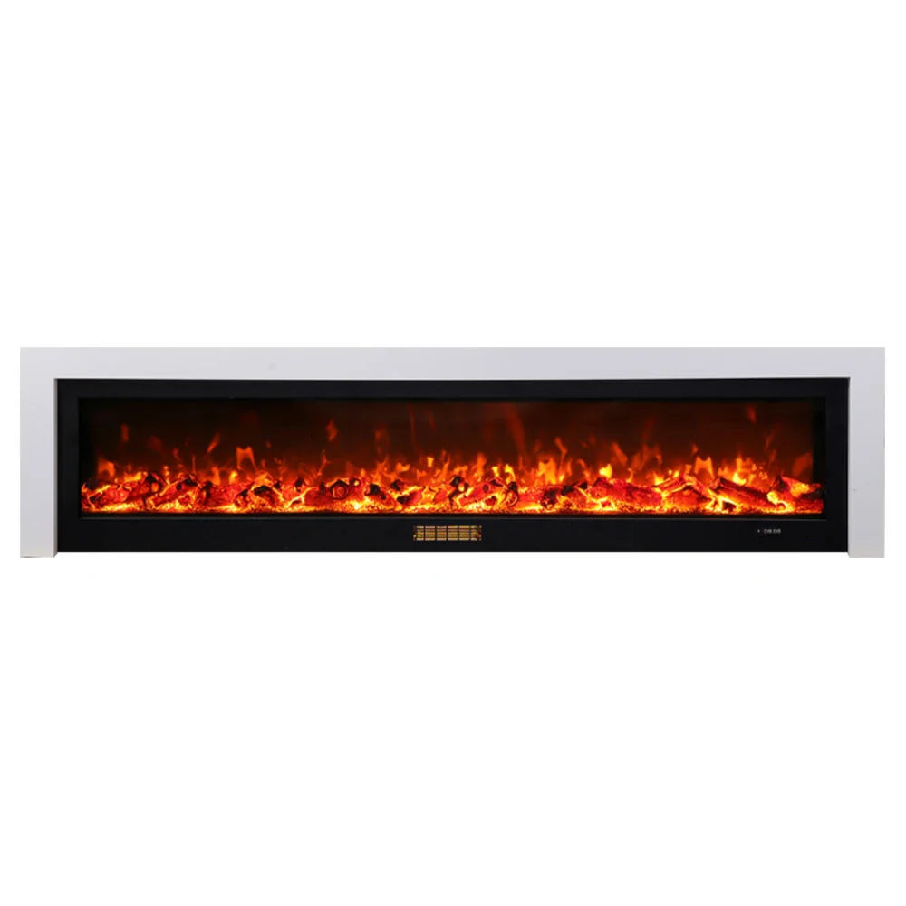 LIVARA 711 3D Frame, Fireplace Cabinet - Solid TV 180/200cm Core - Effect, Wood Dual Electric White Options Flame 12W/750-1500W, White