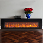 LIVARA 711 Wood TV Frame, Core 180/200cm Fireplace 12W/750-1500W, Effect, 3D Flame Cabinet - Solid Dual White Options - Electric Black