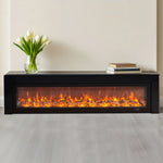LIVARA 711 Wood TV Frame, Core 180/200cm Fireplace 12W/750-1500W, Effect, 3D Flame Cabinet - Solid Dual White Options - Electric Black