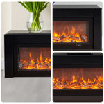 LIVARA 711 Wood TV Frame, Core 180/200cm Fireplace 12W/750-1500W, Effect, 3D Flame Cabinet - Solid Dual White Options - Electric Black