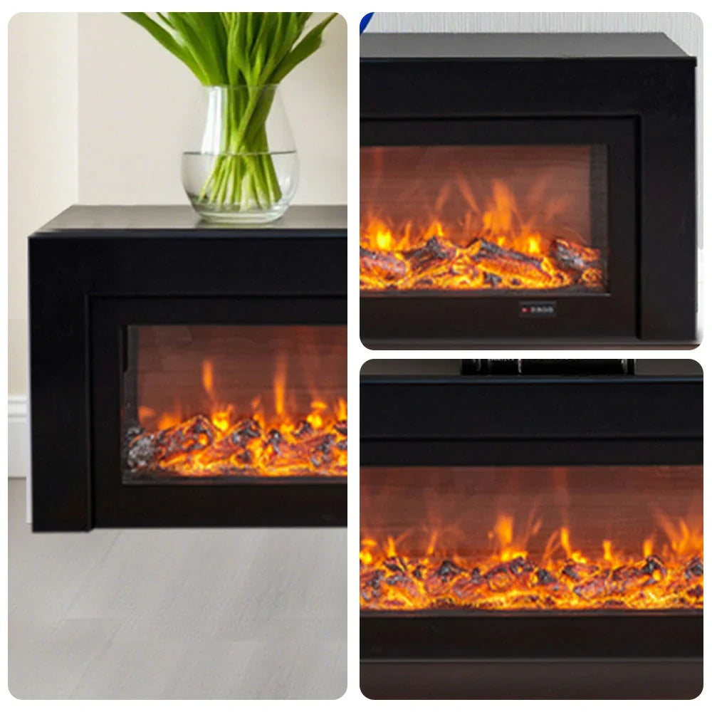 LIVARA 711 Wood TV Frame, Core 180/200cm Fireplace 12W/750-1500W, Effect, 3D Flame Cabinet - Solid Dual White Options - Electric Black