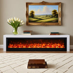 LIVARA 711 3D Frame, Fireplace Cabinet - Solid TV 180/200cm Core - Effect, Wood Dual Electric White Options Flame 12W/750-1500W, White