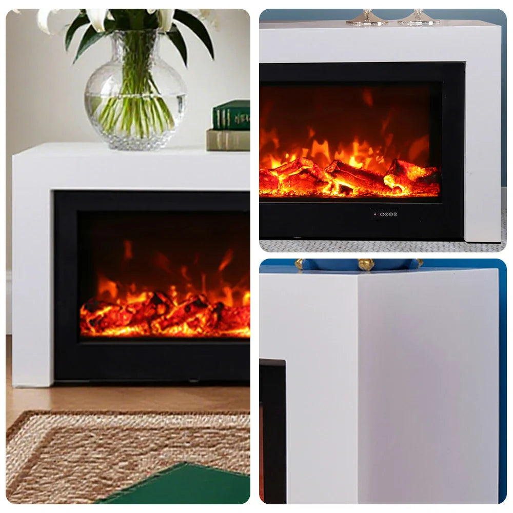 LIVARA 711 3D Frame, Fireplace Cabinet - Solid TV 180/200cm Core - Effect, Wood Dual Electric White Options Flame 12W/750-1500W, White