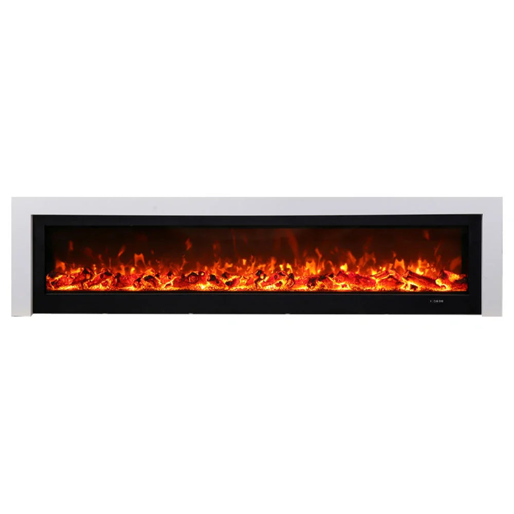 LIVARA 711 3D Frame, Fireplace Cabinet - Solid TV 180/200cm Core - Effect, Wood Dual Electric White Options Flame 12W/750-1500W, White
