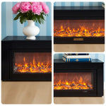 LIVARA 711 Wood TV Frame, Core 180/200cm Fireplace 12W/750-1500W, Effect, 3D Flame Cabinet - Solid Dual White Options - Electric Black