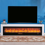 LIVARA 711 3D Frame, Fireplace Cabinet - Solid TV 180/200cm Core - Effect, Wood Dual Electric White Options Flame 12W/750-1500W, White