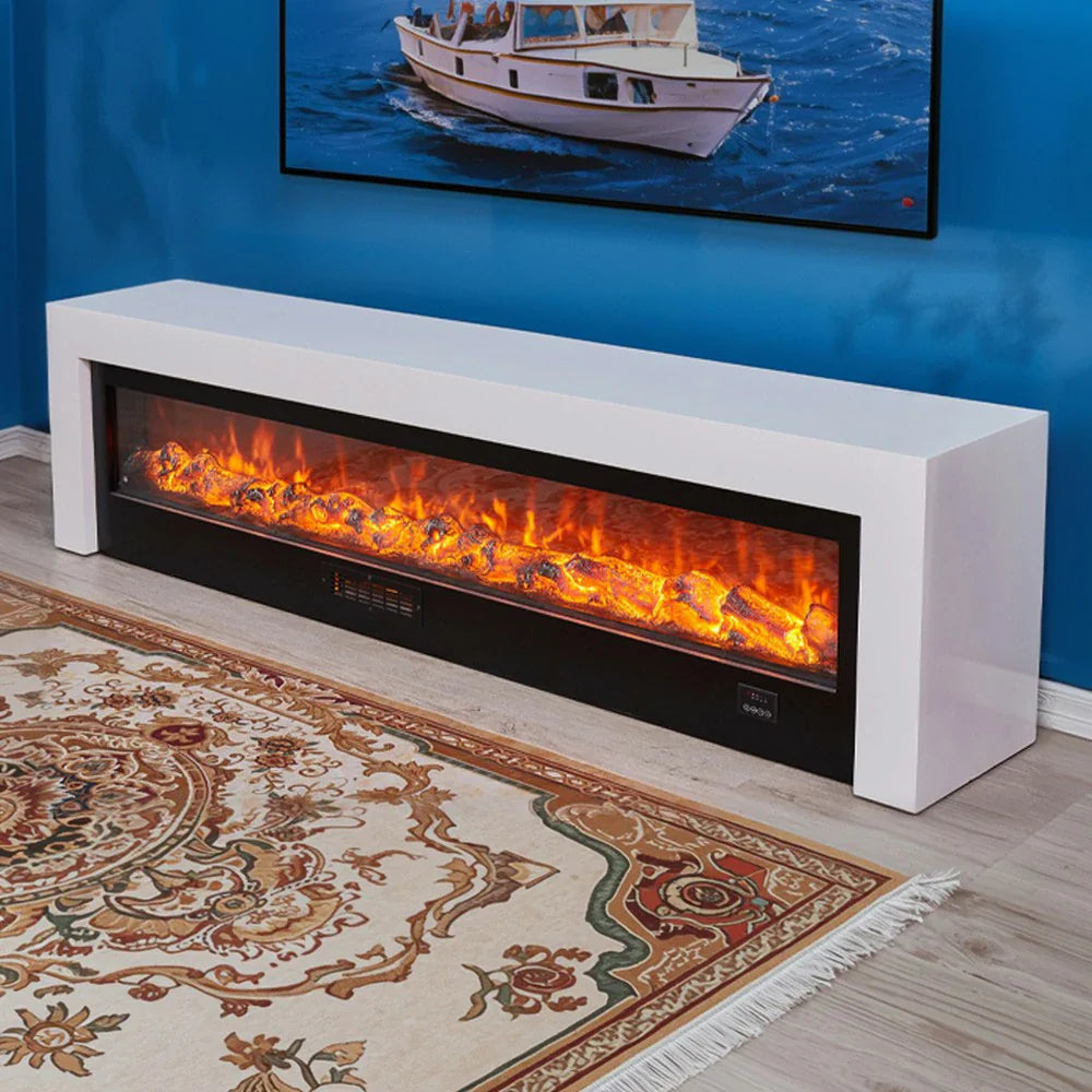 LIVARA 711 3D Frame, Fireplace Cabinet - Solid TV 180/200cm Core - Effect, Wood Dual Electric White Options Flame 12W/750-1500W, White