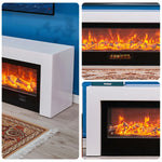 LIVARA 711 3D Frame, Fireplace Cabinet - Solid TV 180/200cm Core - Effect, Wood Dual Electric White Options Flame 12W/750-1500W, White