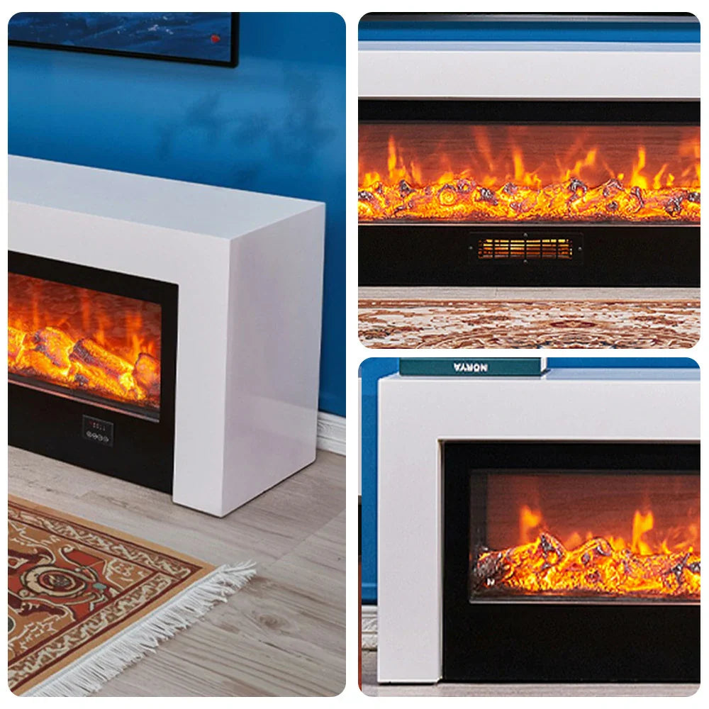 LIVARA 711 3D Frame, Fireplace Cabinet - Solid TV 180/200cm Core - Effect, Wood Dual Electric White Options Flame 12W/750-1500W, White