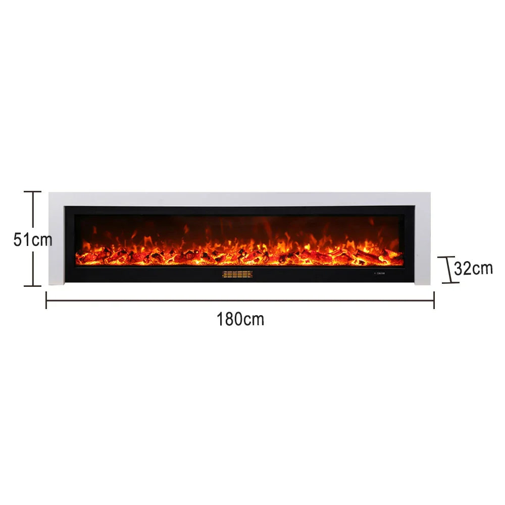 LIVARA 711 3D Frame, Fireplace Cabinet - Solid TV 180/200cm Core - Effect, Wood Dual Electric White Options Flame 12W/750-1500W, White