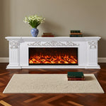 LIVARA 712 TV 3D Dual Cabinet Solid Flame Wood Frame, Options 12W/750-1500W, - Core Effect, Electric Fireplace White Remote Control, Low-Noise Design