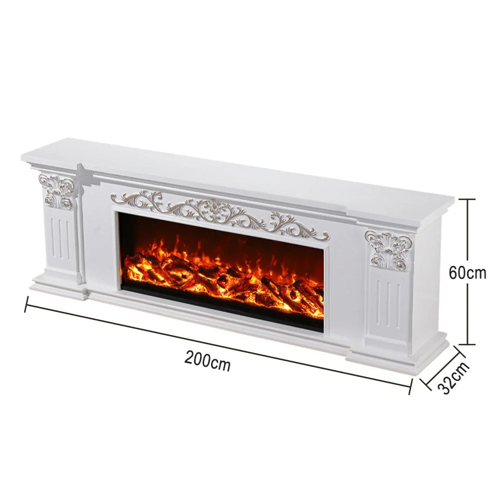 LIVARA 712 TV 3D Dual Cabinet Solid Flame Wood Frame, Options 12W/750-1500W, - Core Effect, Electric Fireplace White Remote Control, Low-Noise Design