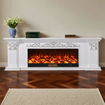 LIVARA 712 TV 3D Dual Cabinet Solid Flame Wood Frame, Options 12W/750-1500W, - Core Effect, Electric Fireplace White Remote Control, Low-Noise Design