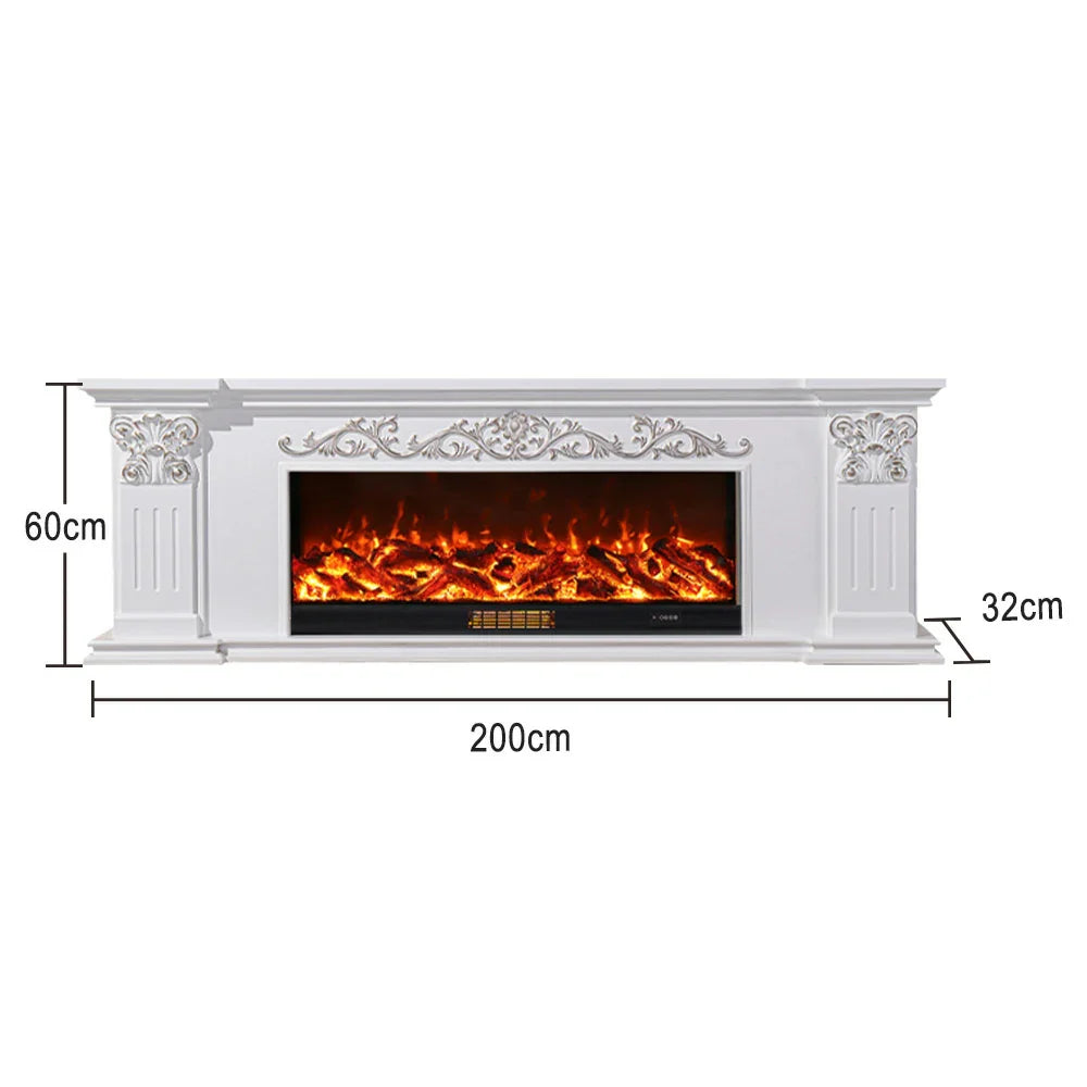 LIVARA 712 TV 3D Dual Cabinet Solid Flame Wood Frame, Options 12W/750-1500W, - Core Effect, Electric Fireplace White Remote Control, Low-Noise Design