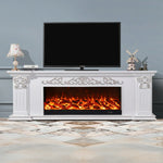 LIVARA 712 TV 3D Dual Cabinet Solid Flame Wood Frame, Options 12W/750-1500W, - Core Effect, Electric Fireplace White Remote Control, Low-Noise Design