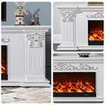LIVARA 712 TV 3D Dual Cabinet Solid Flame Wood Frame, Options 12W/750-1500W, - Core Effect, Electric Fireplace White Remote Control, Low-Noise Design