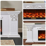 LIVARA 712 TV 3D Dual Cabinet Solid Flame Wood Frame, Options 12W/750-1500W, - Core Effect, Electric Fireplace White Remote Control, Low-Noise Design