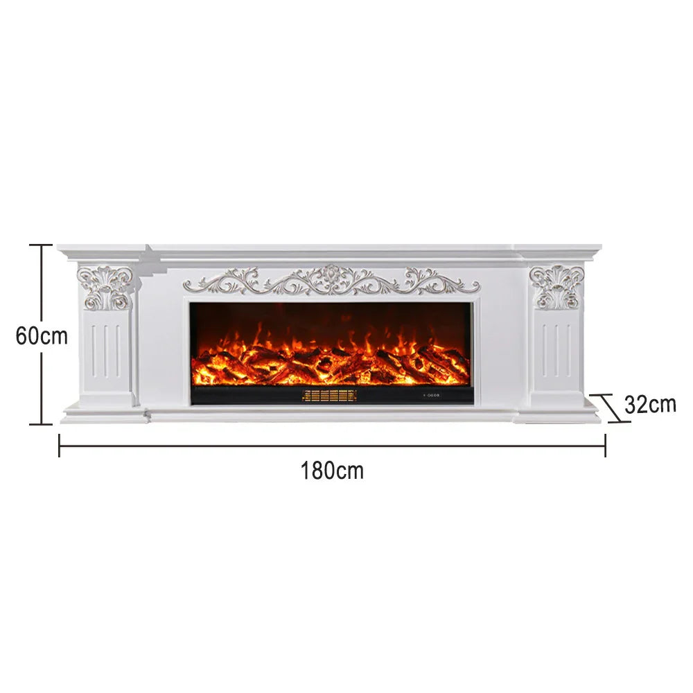 LIVARA 712 TV 3D Dual Cabinet Solid Flame Wood Frame, Options 12W/750-1500W, - Core Effect, Electric Fireplace White Remote Control, Low-Noise Design