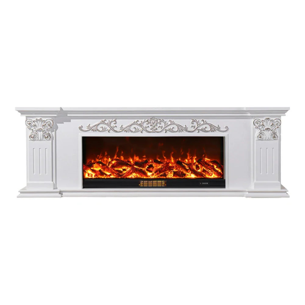 LIVARA 712 TV 3D Dual Cabinet Solid Flame Wood Frame, Options 12W/750-1500W, - Core Effect, Electric Fireplace White Remote Control, Low-Noise Design
