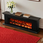 LIVARA 713 Flame TV Wood Effect, Options Fireplace 3D Electric Console Core Control, 12W/750-1500W - Remote Frame, Dual - Solid Black