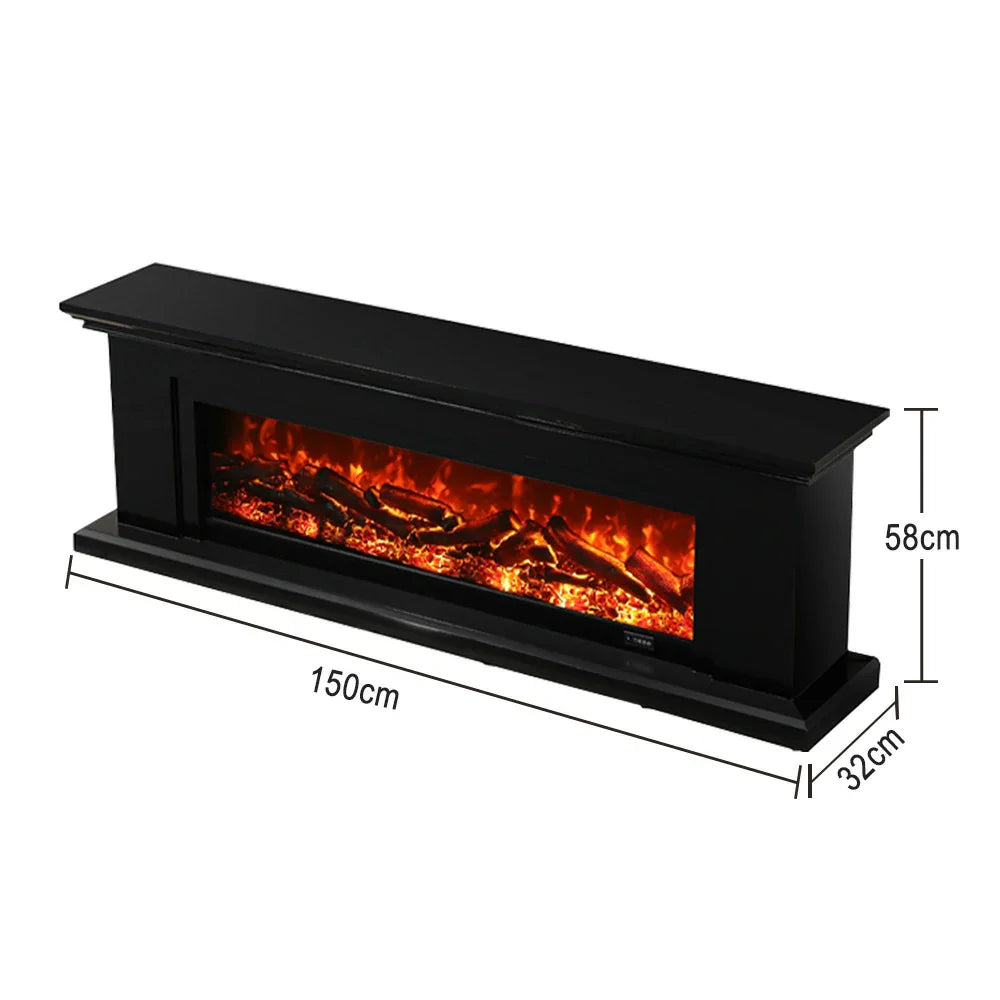 LIVARA 713 Flame TV Wood Effect, Options Fireplace 3D Electric Console Core Control, 12W/750-1500W - Remote Frame, Dual - Solid Black