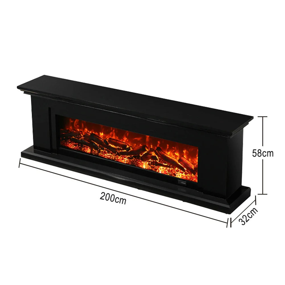 LIVARA 713 Flame TV Wood Effect, Options Fireplace 3D Electric Console Core Control, 12W/750-1500W - Remote Frame, Dual - Solid Black