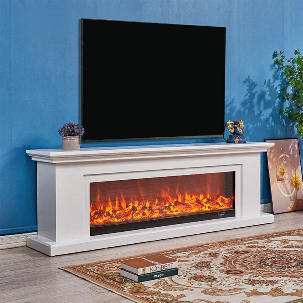 LIVARA 713 Fireplace Effect, - Core TV Solid Options Wood Electric Frame, Dual Flame 3D Control, Remote 12W/750-1500W Console - White