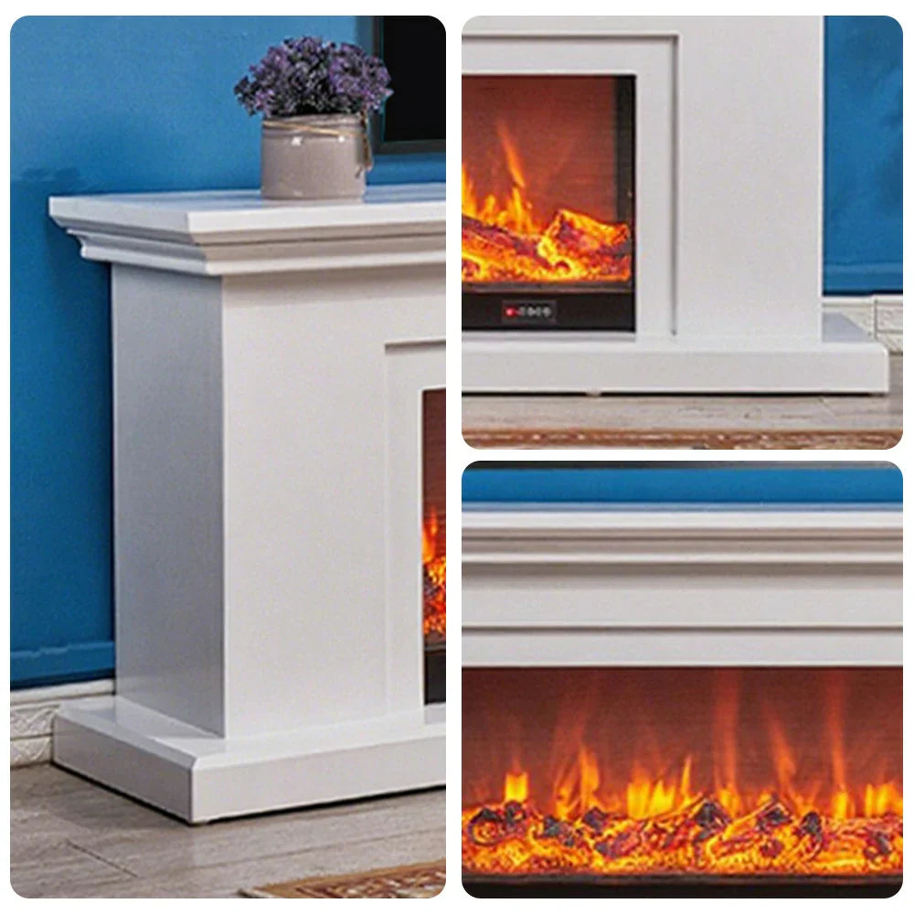 LIVARA 713 Fireplace Effect, - Core TV Solid Options Wood Electric Frame, Dual Flame 3D Control, Remote 12W/750-1500W Console - White