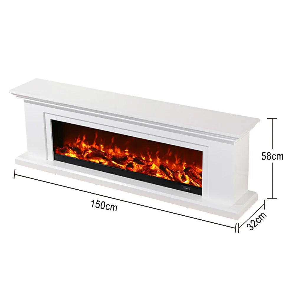 LIVARA 713 Fireplace Effect, - Core TV Solid Options Wood Electric Frame, Dual Flame 3D Control, Remote 12W/750-1500W Console - White