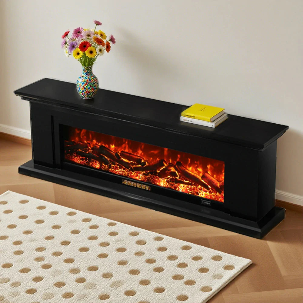 LIVARA 713 Flame TV Wood Effect, Options Fireplace 3D Electric Console Core Control, 12W/750-1500W - Remote Frame, Dual - Solid Black