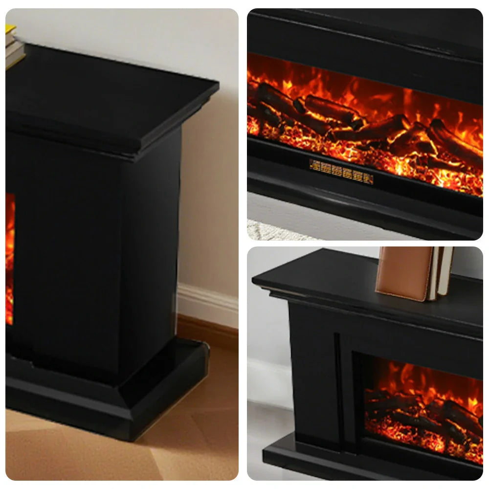 LIVARA 713 Flame TV Wood Effect, Options Fireplace 3D Electric Console Core Control, 12W/750-1500W - Remote Frame, Dual - Solid Black