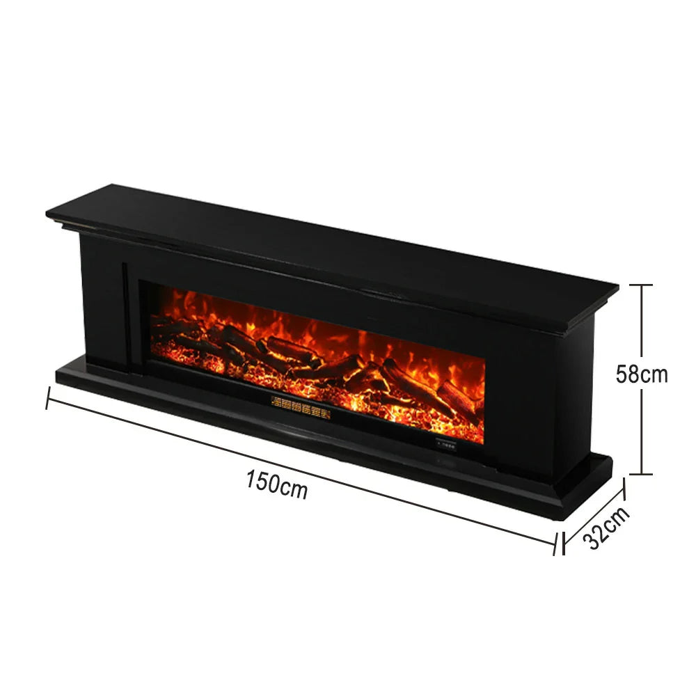 LIVARA 713 Flame TV Wood Effect, Options Fireplace 3D Electric Console Core Control, 12W/750-1500W - Remote Frame, Dual - Solid Black