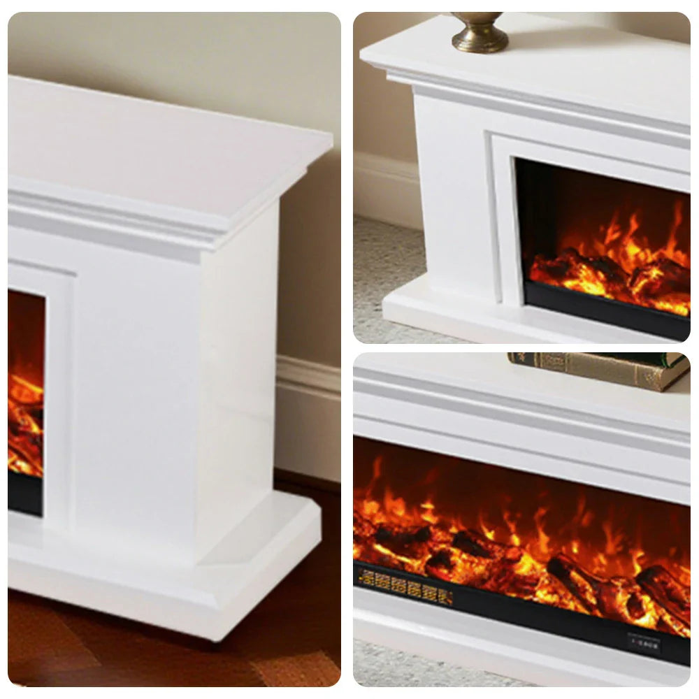 LIVARA 713 Fireplace Effect, - Core TV Solid Options Wood Electric Frame, Dual Flame 3D Control, Remote 12W/750-1500W Console - White