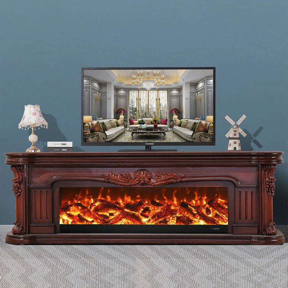 LIVARA 714 Core Fireplace 12W/750-1500W TV White Frame, Electric Solid - Flame Effect, Cabinet Wood Options Dual 3D - Brown