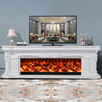 LIVARA 714 Flame TV 12W/750-1500W Electric 3D - Cabinet Effect, White Solid Core Fireplace Wood Dual - Options Frame, White