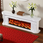 LIVARA 714 Flame TV 12W/750-1500W Electric 3D - Cabinet Effect, White Solid Core Fireplace Wood Dual - Options Frame, White