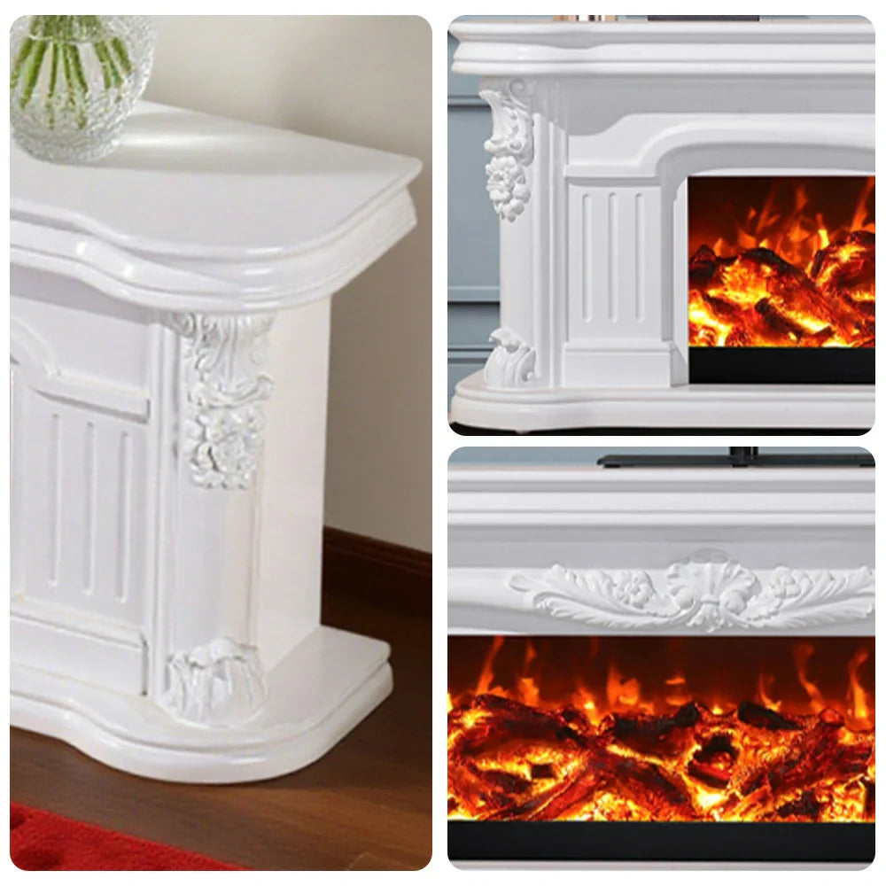 LIVARA 714 Flame TV 12W/750-1500W Electric 3D - Cabinet Effect, White Solid Core Fireplace Wood Dual - Options Frame, White