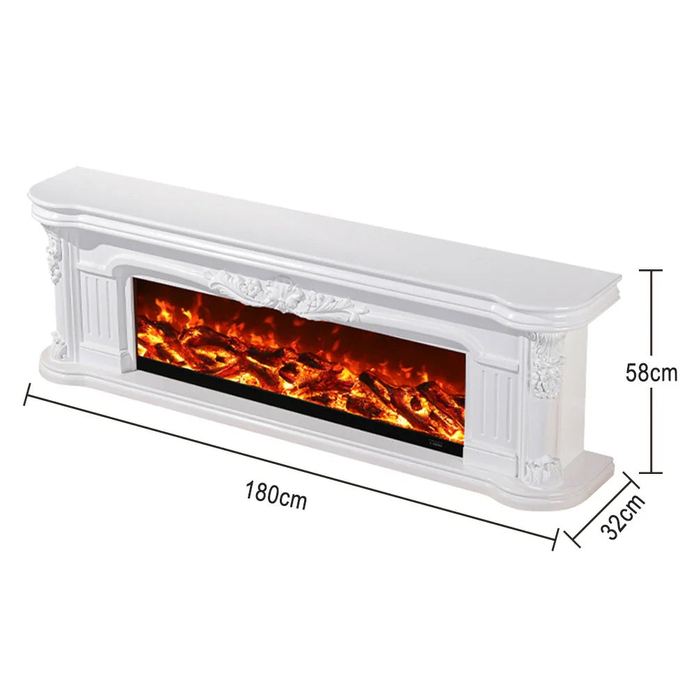 LIVARA 714 Flame TV 12W/750-1500W Electric 3D - Cabinet Effect, White Solid Core Fireplace Wood Dual - Options Frame, White