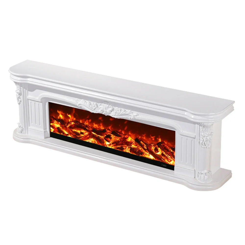 LIVARA 714 Flame TV 12W/750-1500W Electric 3D - Cabinet Effect, White Solid Core Fireplace Wood Dual - Options Frame, White